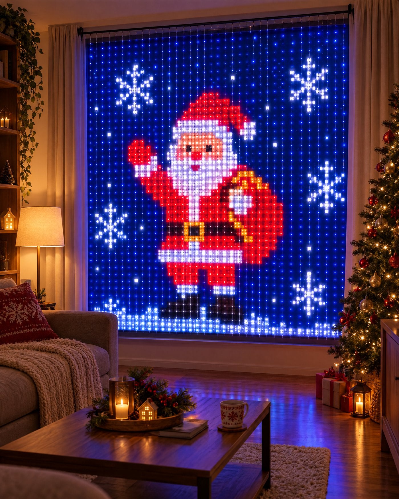 Ventana con la cortina de luces Brillora